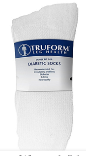 LOOSE FIT DIAB SOCK 3-PK WH MD